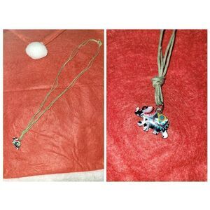 Vintage colorful African Elephant pendant necklace